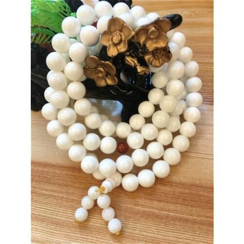 10mm Tibetan Buddhism 108 tridacna Prayer Bead Mala Necklace+No Elastic