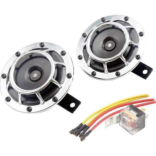 2pcs Universal Electric Horn 12V High /Low Tone Twin Horn Kit Sliver Car Auto