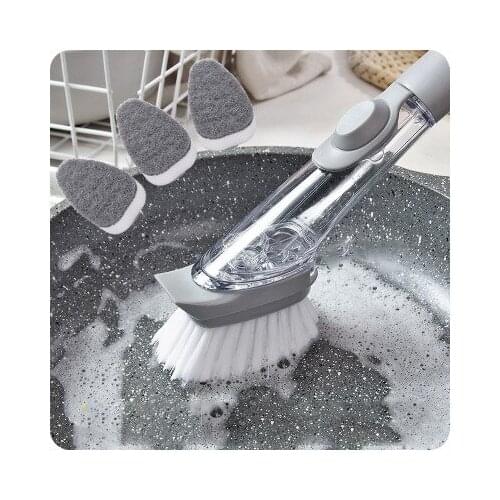 Automatic liquid brush pot artifact Non-stick oil wash pot brush kitchen cleaning brush long handle decontamination pot brush