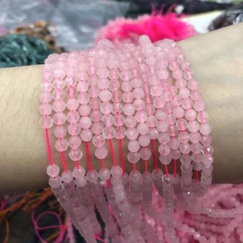 Natural Stone Beads Section Pink Crystal Round Punch Loose Beads For Jewelry Making DIY Necklace Bracelet Earrings Accessory