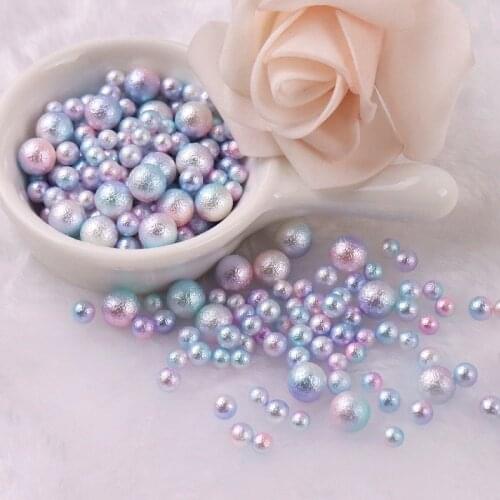 Multi Size Wrinkle Mermaid Pearl Beads No Hole Graduated Color ABS Round Imitation Pearls For DIY Craft Garments Accessories