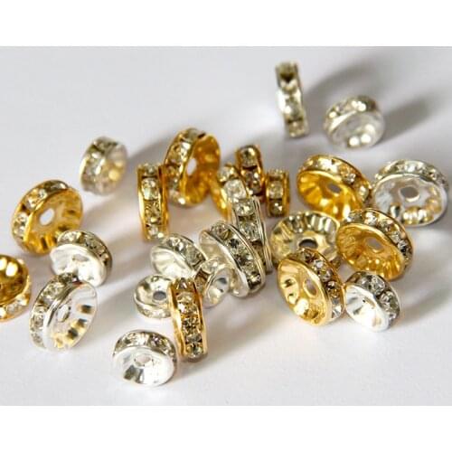 100pcs 6/8/10mm Rhinestone Spacer Beads DIY Jewelry Making Bracelet Necklace Earrings Beaded classic Material Accessories