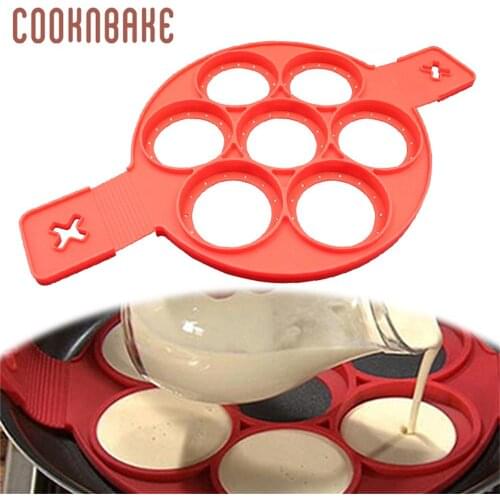 COOKNBAKE Silicone Pancake Maker Egg Ring Mold Nonstick Cooking Tool Round 7 holes Cheese Egg Cooker Pan Flip Eggs Molds Baking