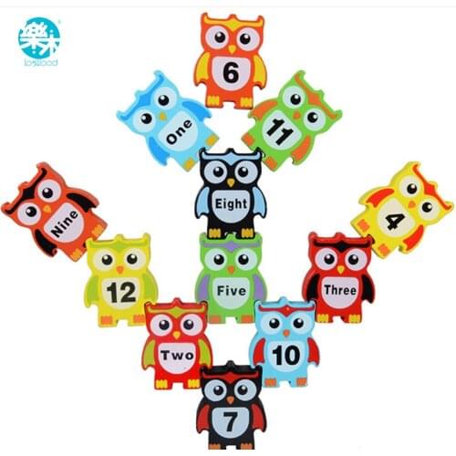 Logwood wooden toy building block Owl block balance table game Early Educational brick toys table game toys for children play