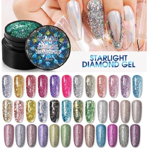 ROSALIND 5ml Gel Nail Polish Shiny Rainbow Glitter Painting Nail Art Design Vernis Semi Permanent Polish Gel Top Coat Manicure