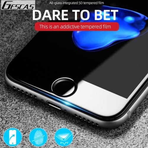 GESCAS 1PC 5D Screen Protector Tempered Glass For IOS Phone 7 8 Plus 11 Pro Max X XR XS Full Cover Transparent Glass