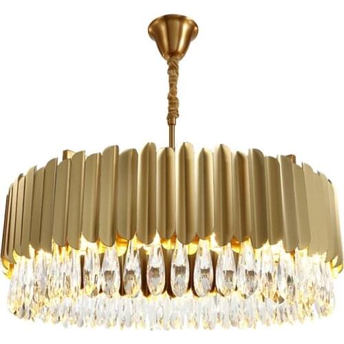 Hong Kong Style Chandeliers Designer Golden Round Luxury K9 Crystal Pendant Lights Contemporary Home Decor Lighting AC90-260V