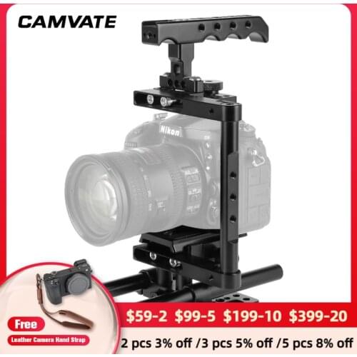 CAMVATE Half Cage Kit With Top Cheese Handle & QR Manfrotto Plate & 15mm Rod Support For DSLR Cameras C2276