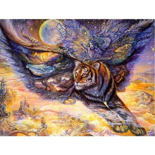 Full Diamond Embroidery Girl and tiger icons 5D Diy Diamond Painting Cross Stitch picture square mosaic Rhinestone pattern