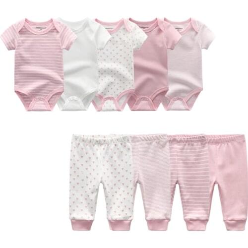 2021 Summer Baby Clothes Set Unisex Short Sleeve Newborn Baby Bodysuits and Baby pants Cotton 3-12M Infant clothing