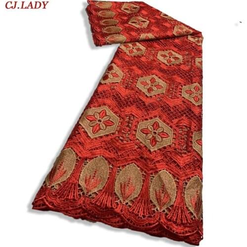 Red and Black African Lace Fabric High Quality Swiss Nigerian Embroidery Mesh Lace Material for Women Dress Wedding CJA002