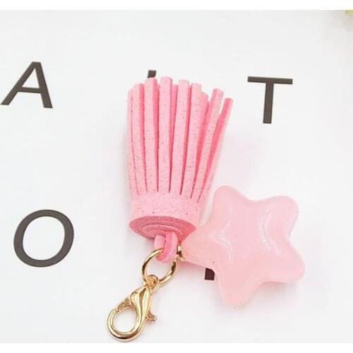Hot Sale Women Casual Triple Leather Tassels with Star Keychain Bag Pendant Alloy Car Key Chain Ring Holder Jewelry GL5034