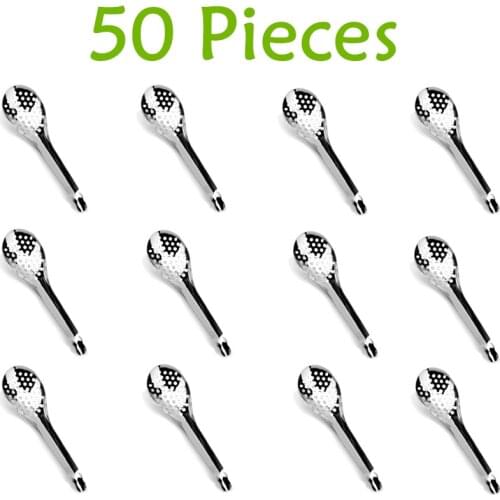 50pcs Stainless Steel Spherification Spoon Molecular Mixologist Slotted Bar Spoons