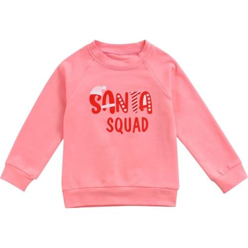 0-4Years Toddler Baby Girl Cute Autumn Sweatshirts Long Sleeve Letter Printed Pink Christmas Top