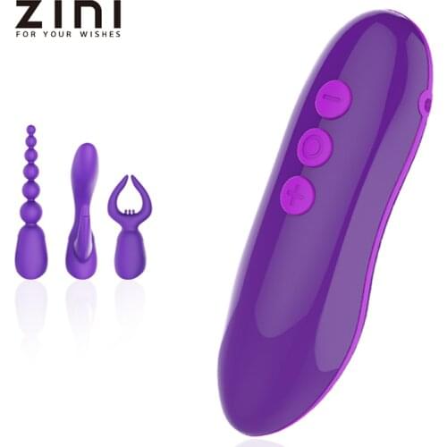 ZINI 3 In 1 Vibrator Mini Bullet Replaceable Silicone Headgear Set Multiple Pleasure Set Sex Toys For Women