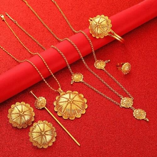Six-pcs Jewelry Set Ethiopian Eritrean Habesha Wedding Party Jewelry Set African Traditional Jewelry