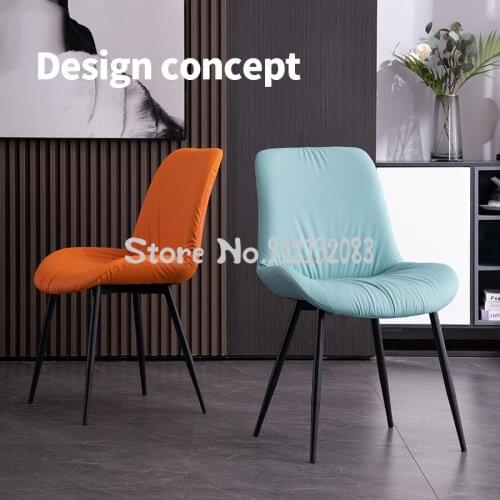 Dining chair home modern minimalist leather stool nordic restaurant backrest net red desk makeup iron light luxury dining table