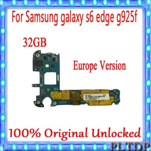 Original Unlocked Main Motherboard 32GB For Samsung Galaxy S6 Edge G925F G925I European version With Android System good working