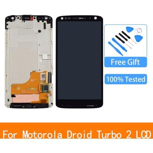 Original For Motorola Droid turbo2 Digitizer /turbo 2 XT1580 XT1581 XT15850 Lcd Display+ Touch Screen Digitizer Assembly + frame
