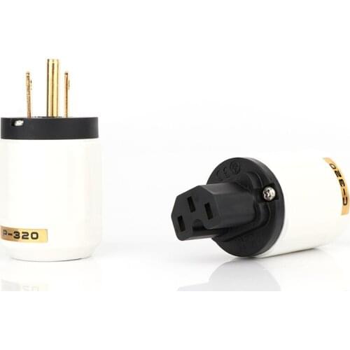Pair HIFI P-320/C-320 24k Gold Plated Brass US version AC power plug Connector for big power cable