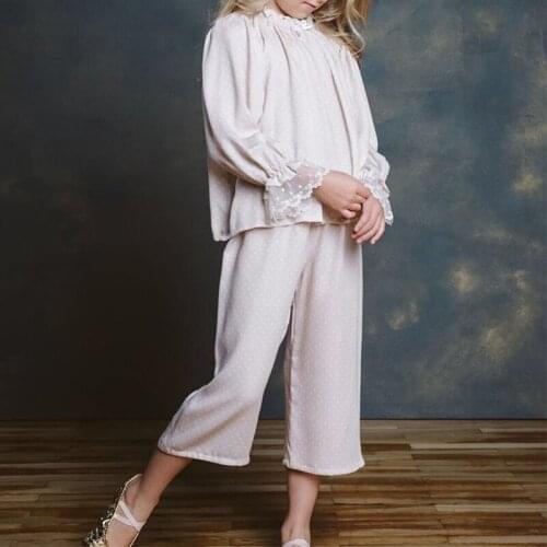 High Quality Girls pajamas set Spring Summer Girls' home wear Soft 60S satin Sweet Childrens Pyjamas Set Baby girl clothes 2-8Y