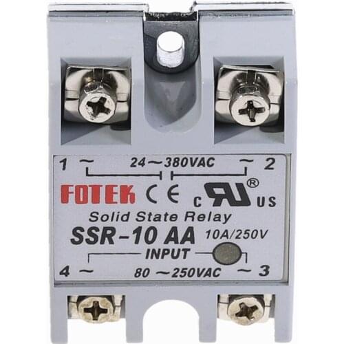1pcs SSR-10AA 10A Solid State Relay Module 80-250V AC Input 24-380VAC