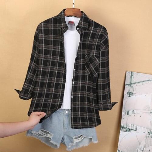 Shirt 2020 spring and autumn new early autumn top light ripe Plaid Shirt womens loose Korean casual top