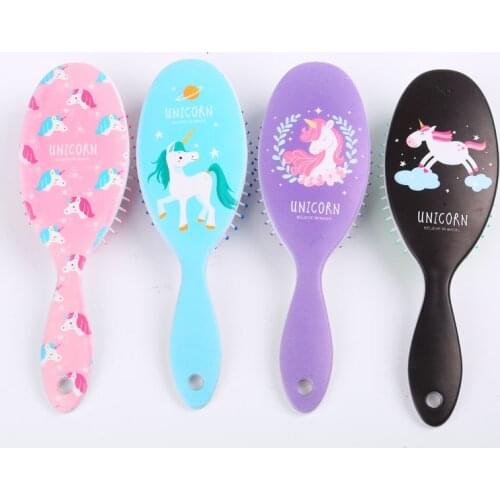 4 Color Cute Unicorn Animal Anti-static Hair Brush Massage Comb Shower Wet Detangle Hair Brush Salon Hair Styling Tools
