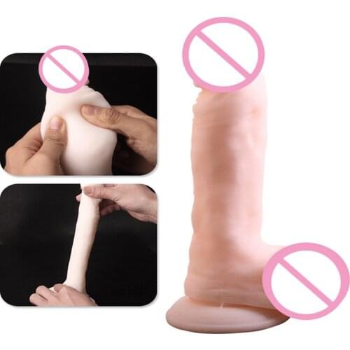 Super soft Flesh color silicone dildo G spot Masturbation suction cup dildo realistic male artificial penis sex toys for woman