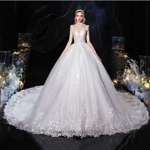 Wedding Dress 2021 New Luxury Lace Embroidery Lace Up Ball Gown Princess Luxury Vestido De Noiva Plus Size