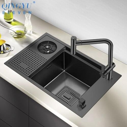 Nanometer Cup Rinser Sink 304 Stainless Steel 4mm Thickness Kitchen Sink High Pressure Cup Washer Bar Counter kitchen Sinks