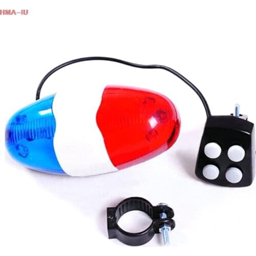 1x Bicycle Bell 6 LED 4 Tone Bicycle Horn Bike Call LED Bike Police Light Electronic loud Siren Kid Accessories Bike Scooter MTB