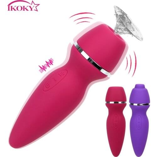IKOKY 7 Speed Clit Sucker Vibrator Blowjob Vibrating Sex Oral Licking with Two Head Sex Toys for Women Clitoris Nipple Sucking