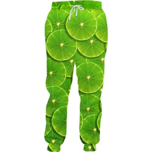 UJWI Green Bergamot Full Body 3D Print Fruit Jogger Sexy Pants Oversized Mens Womens Sports Trousers Wholesale Unisex Dropship