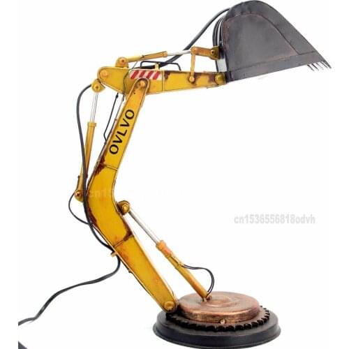 Iron Vintage Model Antique Metal Punk Table Lamp Desktop Decoration Excavator Shaped Lamp Creative Industrial Wind Lightin