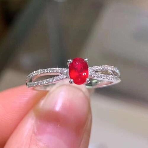 Shilovem Natural New Burning Pigeon Blood Ruby Gemstone Rings for Women Real 925 Sterling Silver new gift 3*4mm jcj0304856agh