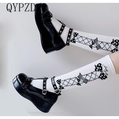 Plus Size 35-42 Lolita Shoes Belt Thick Sole Mary Janes Shoes Bat Punk T Strap Platform Shoes Women Ankle Strap High Heels