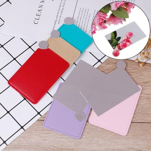 1PCS Travel Shatter-proof Makeup Mirror With Carry Sleeve Unbreakable Portable Stainless Steel Cosmetic Mirror Birthday Gift