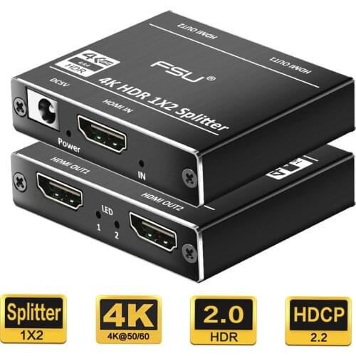 1 in 2 out HDMI Splitter 2.0 Adapter 1x2 HDCP 2.2 4K 60Hz HDR HDMI Switch Switcher Video Cable for HDTV DVD PS4 XBOX HDMI Cable