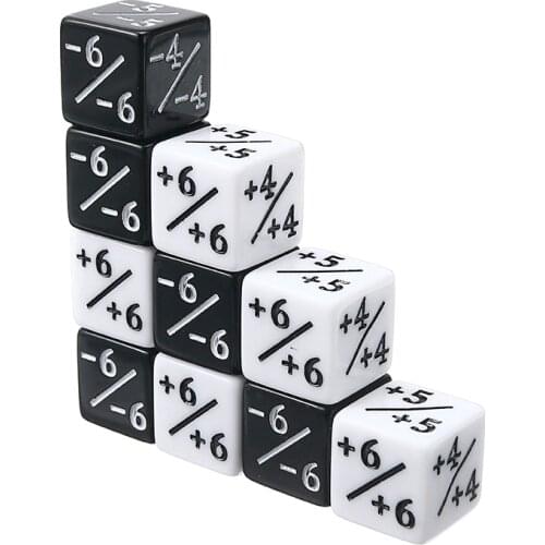 10x Counters Dice 5 Positive +1/+1 & 5 Negative -1/-1 For Magic Gathering Games Table Board Interesting Gaming Party Bar Dice