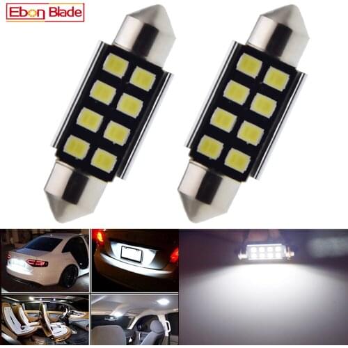 2Pcs 36mm 37mm C5W Canbus Error Free LED Bulbs Car Interior Festoon Dome Lamp Auto License Plate Trunk Door Light 12V White