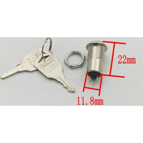 200pcs Key 12MM metal Key Switch ON /OFF Lock Switch KS-01 Two Keys Key Set