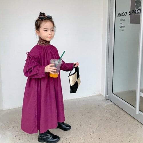 2021 Korea style girls dress fashion cotton autumn girls dresses kids clothes 2-8 years