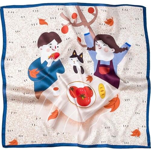 2021 New Design Silk Scarf Womens Simple and Generous Headdress Versatile Neckerchief Female Sex Changeable Wrist Towel