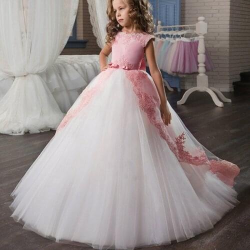 2020 Girls Dress Elegant White Bridesmaid Kids Dresses For Girls Children Long Princess Dress Party Wedding Dress 14 10 12 Years