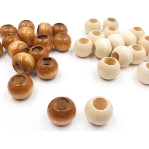 50pcs 15x20mm DIY Natural Ball Round Stripe Spacer Wooden Beads Lead-Free Wooden Balls Loose Ball Beads Big Hole Supply