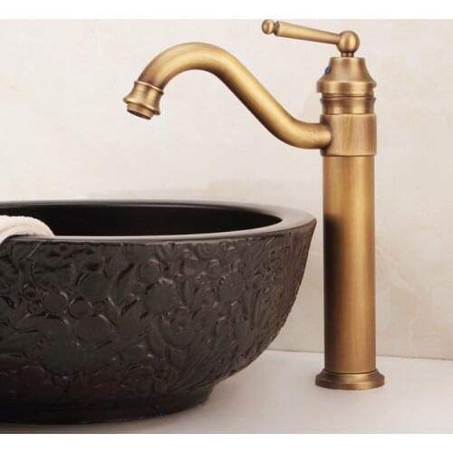 Antique Brass Hot and Cold Water Single Handle Bathroom Kithen Faucet