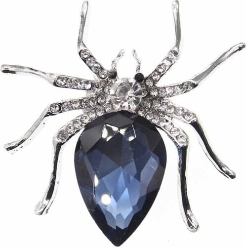 100pcs/lot Crystal Spider Brooches for Women Fashion Siver Plated Insect Brooch Pin Exquisite Jewelry Gift
