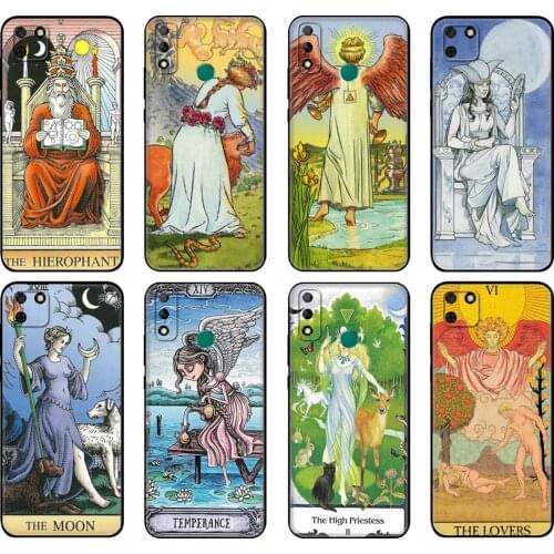 Black tpu Case For Huawei Y9S Y6S Y8S Y5P Y7P Y8P Case For Huawei Y5 lite Prime 2018 Y6 2019 Cover Tarot Card