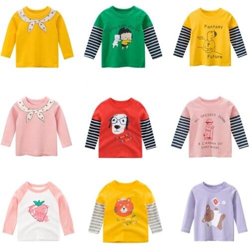 Childrens T-shirt long sleeve children boys and girls cotton top baby cartoon clothing t 2-8 years old full set